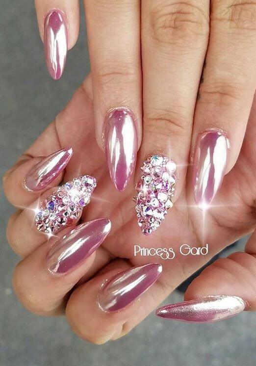 hot pink chrome nails