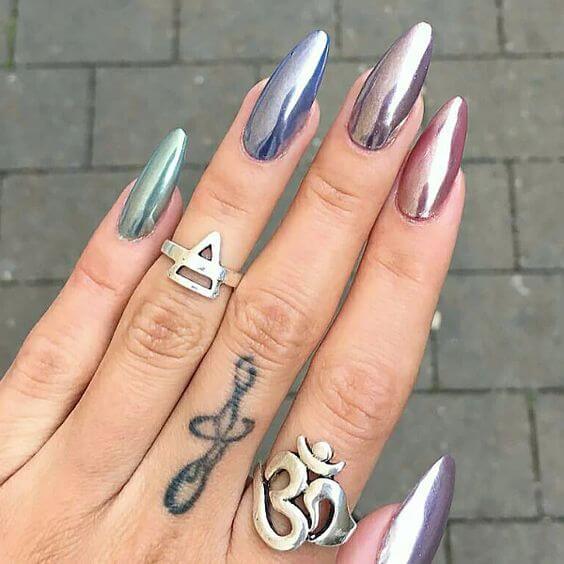 rainbow chrome nails