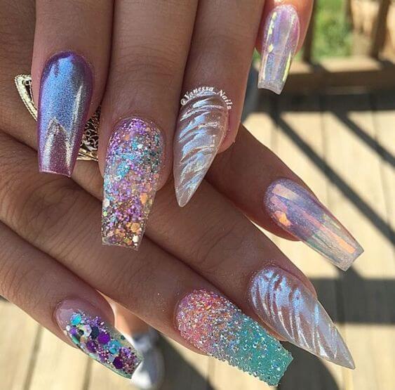 unicorn chrome nails