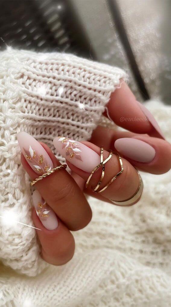 Pink Nails With Flowers