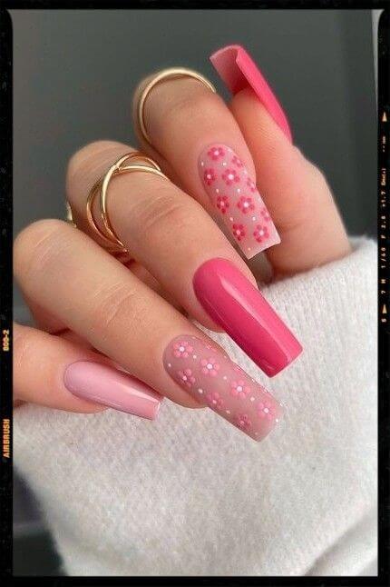 Gold And Pink Nails