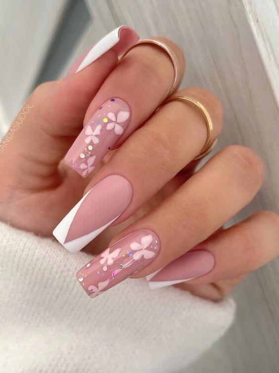Classy Pink And White Nails