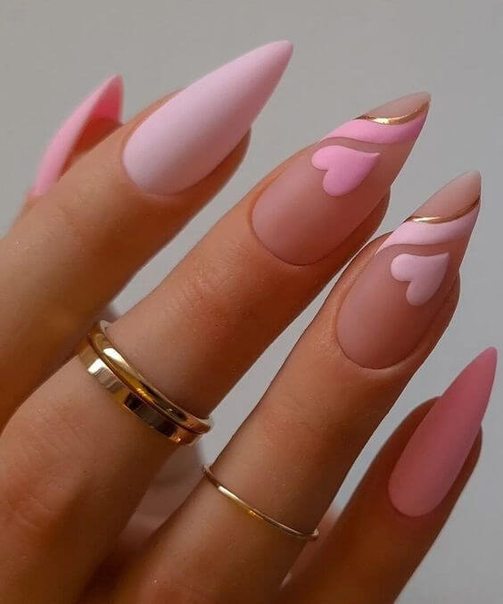 Matte Pink And White Nails